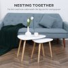 HOMCOM Nesting Coffee Table, Set of 2 Side Tables, Stacking End Tables with Solid Wood Legs, for Living Room Bedroom