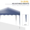 Outsunny 3x3(m) Pop Up Gazebo, Foldable Party Tent with Wave Edge and Carry Bag, Height Adjustable Festival Camping Canopy for Garden Outdoor, Blue