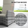 Outsunny 5 Pieces PE Rattan Garden Furniture Set, Wicker Outdoor Furniture Set with Reclining Chairs, Coffee Table, Footstools and Thick Cushions for Balcony, Patio, Grey