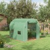 Outsunny 2.5 x 2m Walk-In Polytunnel Greenhouse, with Steel Frame, PE Cover, Roll-Up Door and 4 Windows, Green