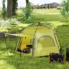 Outsunny Instant Camping Tent, 2/3/4 Person Easy Setup Dome Family Tent with Vestibule, Rainfly, 4 Mesh Windows & 2 Doors, Hexagonal Design, Waterproof & UV Protected, Yellow Green