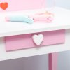 ZONEKIZ Kids Dressing Table with Mirror and Stool, Vanity Set w/ Love Heart and Bow Design, Girl Makeup Desk w/ Drawer, for Ages 3-6 Years - Pink
