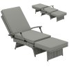 Outsunny Outdoor PE Rattan Recliner Chair with Cushion, Foldable Design Garden Recliner Chair with Retractable Footrest and Adjustable Back with 80 Degree Recline