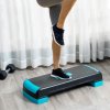 HOMCOM Aerobic Step, 10cm, 15cm & 20cm Height Adjustable Exercise Stepper for Exercise Workout, Nonslip Step Board Great for Home & Office, Black and Blue
