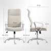 HOMCOM Executive Office Chair, Fabric Computer Desk Chair with High Back, Swivel Wheels, Armrest, Height Adjustable for Home, Cream White