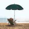 Outsunny 2.2m Beach Umbrella, Portable Parasol with Tilting Function, Outdoor Sunshade Shelter with 8 Ribs for Garden, Pool and Patio, Green
