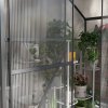 Outsunny 6 x 2.5ft Polycarbonate Greenhouse, Walk-In Green House with Sliding Door, 5-Level Roof Vent, Rain Gutter, Garden Plants Grow House with Aluminium Frame and Foundation, Dark Grey