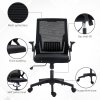 Vinsetto Mesh Office Chair, Desk Chair with Lumbar Support, Flip-up Armrest, Swivel Wheels, Adjustable Height, Black