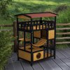 PawHut Outdoor Cat House Wooden Cat Shelter, 4 Tier with Suspension Bridge, Balcony, Escape Doors Water-Resistant Roof, for 1-2 Cats