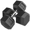 HOMCOM 2x15KG Rubber Hex Dumbbell Portable Hand Weights Dumbbell for Home Gym Workout Fitness