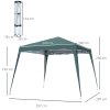 Outsunny 3 M x 3 M Base/ 2.5 M x 2.5 M Top Pop Up Gazebo, 2 Person Setup Instant with Carry Bag, Height Adjustable Slant Leg Party Tent Instant Event Shelter for Garden, Patio, Green