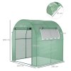 Outsunny Walk in Polytunnel Greenhouse, Tomato Greenhouse with Roll-up Window and Door, PE Cover, Steel Frame for Garden, 1.8 x 1.8 x 2 m, Green