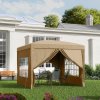 Outsunny 3 x 3 Meters Pop Up Water Resistant Gazebo Wedding Camping Party Tent Canopy Marquee with Carry Bag and 2 Windows, Khaki