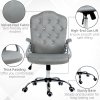 Vinsetto Home Office Chair, Velvet Computer Chair, Button Tufted Backrest with Swivel Wheels, Adjustable Height and Tilt Function, Grey