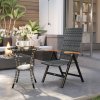 Outsunny Outdoor Folding Dining Chair, PE Rattan Chair with Armrests, High Backrest, for Garden, Camping, Balcony, Porch, Mixed-grey