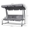 Outsunny 2-in-1 Garden Swing Seat Bed, 3 Seater Convertible Swing Chair Bench with Tilting Canopy, Cushioned Seat and 2 Pillows for Patio, Garden, Light Grey