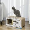 PawHut Cat Scratching Board, 2 in 1 Cat Scratcher Cardboard with Catnip, Canned Tuna Design Cat House for Indoor Kitty, Cream White