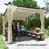 Outsunny 3 x 3(m) Metal Pergola with Retractable Roof and Sidewalls, Garden Gazebo UPF30+ Sun Shade Shelter for Outdoor, Patio, Deck, Beige
