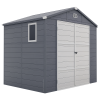 Outsunny 8 x 6ft Plastic Garden Storage Shed with Foundation Kit, Polypropylene Outdoor Storage Tool House with Ventilation Slots and Lockable Door, Grey