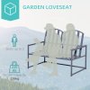 Outsunny Garden Bench Loveseat 2 Seat Chair for Outdoor Park, Yard, Steel Frame, Decorative Slatted Design, Grey