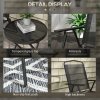 Outsunny Garden Bistro Set, 3 Pieces Table and Chairs Set, Outdoor Garden Furniture with Foldable Breathable Mesh Fabric Armchairs & Glass Top Coffee Table, Black