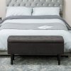 HOMCOM 47L Storage Ottoman, End of Bed Bench with Wooden Legs, Fabric Footstool for Living Room, Bedroom, 95 x 38 x 45cm