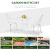 Outsunny 3 Piece Patio Bistro Set for 2, Outdoor Aluminium Garden Table and Chairs with Adjustable Footpads for Balcony, Garden and Patio, White