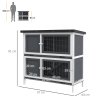 PawHut Rabbit Hutch  Guinea Pig Hutch Double Decker Pet Cage with Openable Roof, Divider, Ramp for Outdoor 100 x 47 x 91cm, Grey