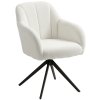 HOMCOM 360 Degree Swivel Accent Chair, Teddy Fleece Fabric Armchair, Upholstered Tufted Vanity Chair with Steel Legs for Living Room, Bedroom, Home Office, White