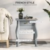 HOMCOM French Style Side Table with Drawer, End Table with Curved Legs, Bedside Table for Living Room, Bedroom, Grey