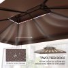 Outsunny 3x4m Gazebo Replacement Roof Canopy 2 Tier Top UV Cover Garden Patio Outdoor Sun Awning Shelters, Brown  (TOP COVER ONLY)