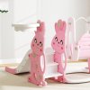 AIYAPLAY Toddler Slide and Swing Set 4 in 1 with Climber, Basketball Hoop, Kids Slide for Age 1.5-4, Children Activity Centre Playground for Indoor Outdoor Garden, Rabbit Themed, Pink