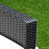 Outsunny 4 Pieces Outdoor PE Rattan Sofa Set with Cushions, Patio Wicker Conversation Furniture Set with Glass Top Coffee Table, Black