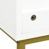 kleankin Modern Bathroom Sink Cabinet, Freestanding Under Sink Storage Cabinet, Space Saving Wooden Basin Cupboard with 2 Doors and Gold Steel Legs, 60 x 30 x 65 cm, White