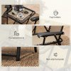 Outsunny 3 Pieces Garden Bistro Set, Folding Table and Chairs Set, Metal Garden Furniture Set with Cup Holders for Outdoor, Patio, Balcony, Khaki