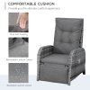Outsunny 3 Pieces Rattan Bistro Set, Wicker Balcony Furniture Set with Reclining Sun Loungers, 2-Tier Coffee Table and Cushions, 2 Seater Garden Furniture for Outdoor Patio Balcony, Mixed Grey