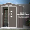 Outsunny 7 x 4ft Metal Garden Shed, Outdoor Storage Tool House with Ventilation Slots, Foundation Kit and Lockable Double Doors, Grey