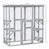 PawHut Large Outdoor Cat House, Walk-in Cat Enclosure, Wooden Catio with 6 Jumping Platforms, Waterproof Asphalt Roof