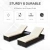 Outsunny 3 Pieces Rattan Sun Loungers with Side Table, 5-Level Adjustable Garden Recliner Sun Loungers Set of 2 with Cushions, Wicker Outdoor Patio Furniture with Glass Top Coffee Table, Dark Brown