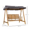 Outsunny 3 Seater Garden Swing Seat Swing Chair Outdoor Wooden Swing Bench Hammock with Adjustable Canopy
