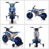 HOMCOM Kids Electric Motorbike, 12V Battery Powered Kids Motorbike for Boys and Girls with Training Wheels, Start-up Button, Pedal, for Ages 3-5 Years - Blue