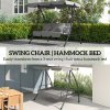 Outsunny Outdoor 2-in-1 Swing Chair Lounger 3 Seater Garden Swing Seat Bed Hammock Bed Convertible Tilt Canopy W/ Cushion, Light Grey