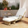 Outsunny Outdoor PE Rattan Recliner Chair with Cushion, Foldable Design Garden Recliner Chair with Retractable Footrest and Adjustable Back with 80 degree Recline, Beige