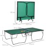 SPORTNOW 9FT Folding Table Tennis Table, Portable Full-Size Ping Pong Table w/ 8 Wheels, 2 Bats, 3 Balls, Quick Set-Up Indoor Game Table - Green