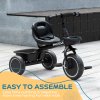 AIYAPLAY Kids Trike, Toddler Tricycle for 2 to 5 Years, with Adjustable Seat, Pedal, Front Rear Baskets, 3 Wheels Kids Bike Gift for Boys and Girls, Black