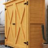 Outsunny Wooden Garden Storage Shed, Tool Cabinet Organiser with Shelves and Double Door, 110 x 55 x117cm, Yellow