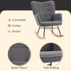 HOMCOM Wingback Rocking Chair with Wooden Base, Fleece Glider Rocker for Nursing, Modern Armchair - Dark Grey