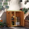 Outsunny Wooden Garden Storage Shed, Tool Cabinet Organiser with Shelves and Double Door, 110 x 55 x117cm, Yellow