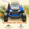 AIYAPLAY Ride on Tractor with Trailer, 12V Electric Vehicle with Remote Control, Ride on Car for Kids with Music, Shifter, Start-Up Sound for Ages 3-8 Years, Blue