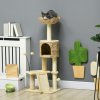 PawHut 116cm Cat Tree for Indoor Cats, Cat Tower with Scratching Posts, Ramp, Cat House, Toy Balls, Platforms, Bed, Ramp - Beige